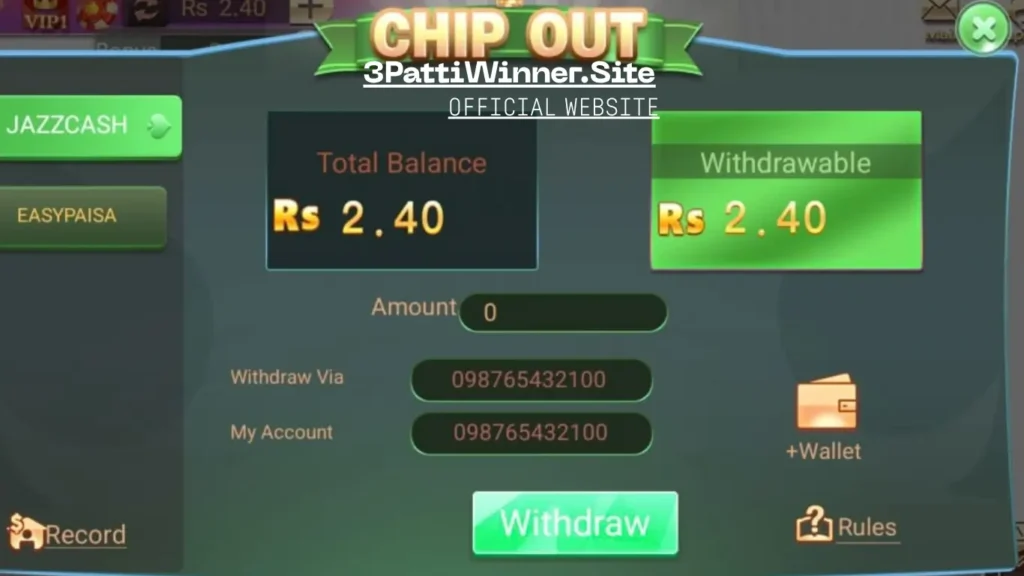 3 Patti Winner Withdraw Method